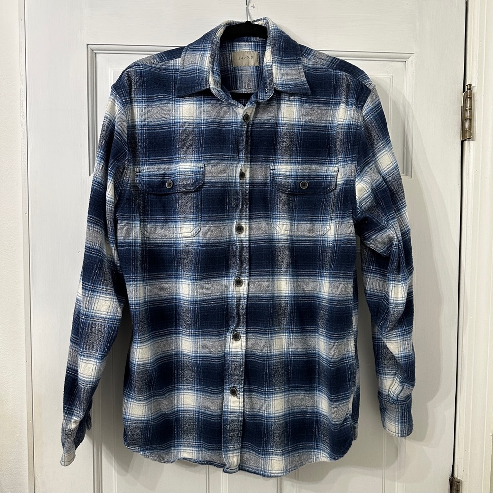 Jachs Navy and White Plaid Button Down Shirt
